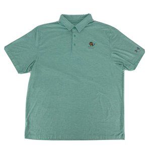 Mens Under Armour Short Sleeve Polo Shirt Green Space Dye 2XL Rancocas Golf Club
